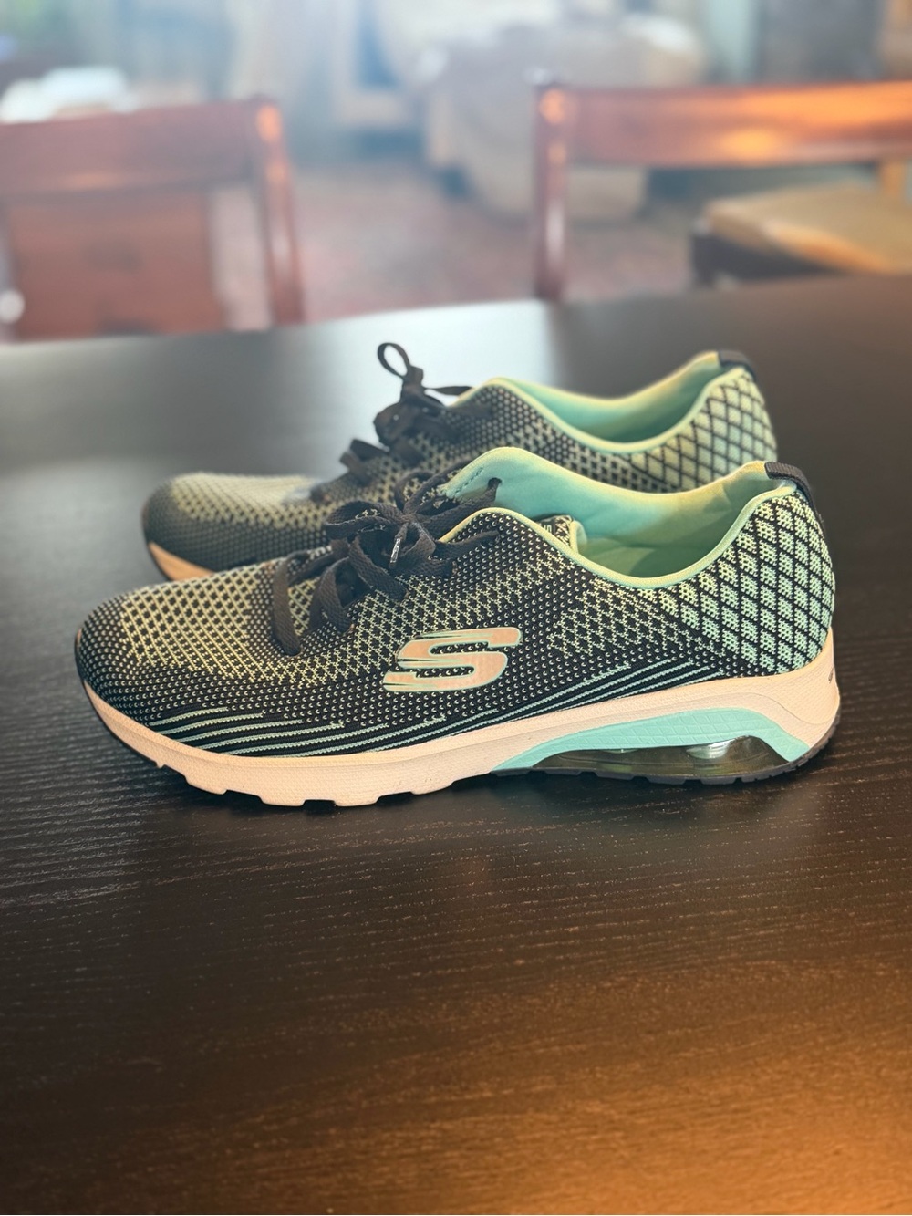 Skechers Women’s Black and Teal Athletic Sneakers